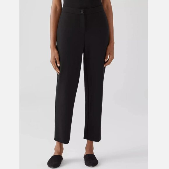 Eileen Fisher Black Flex Ponte Slouchy Ankle Pant